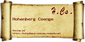 Hohenberg Csenge névjegykártya